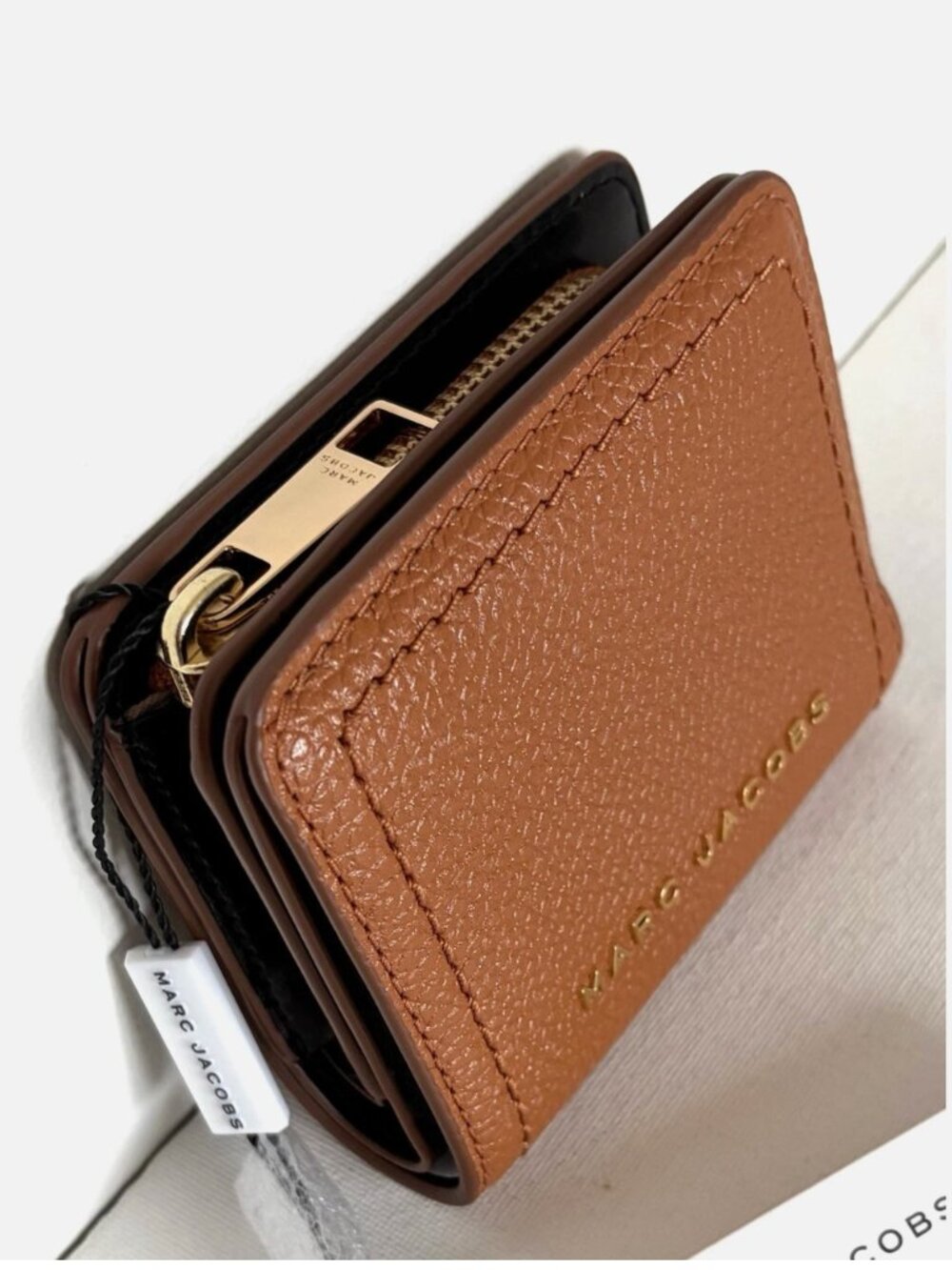 New Marc Jacobs Compact Bifold Wallet Leather Smoked Almond